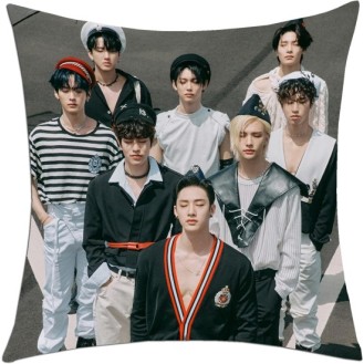 Stray Kids 1 Pack Short Plush Pillow Cover for Gift 18 x 18 Inch Square Throw Pillow Cover for Sofa Bedroom Car